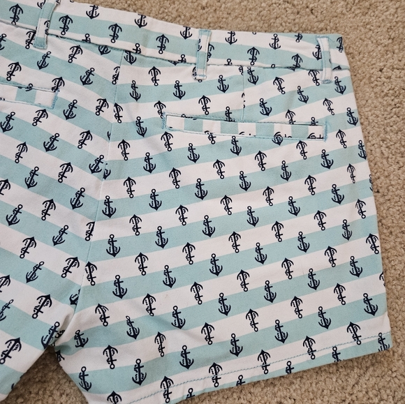 BeBop Size 11 Nautical Anchor Print Blue and White Stripe Women Shorts - Picture 13 of 13